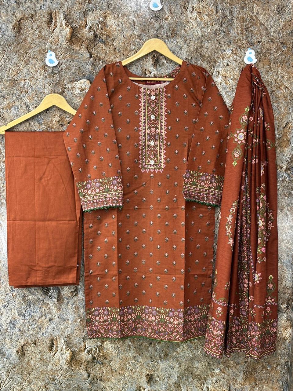 3 Piece Khaddar Dress