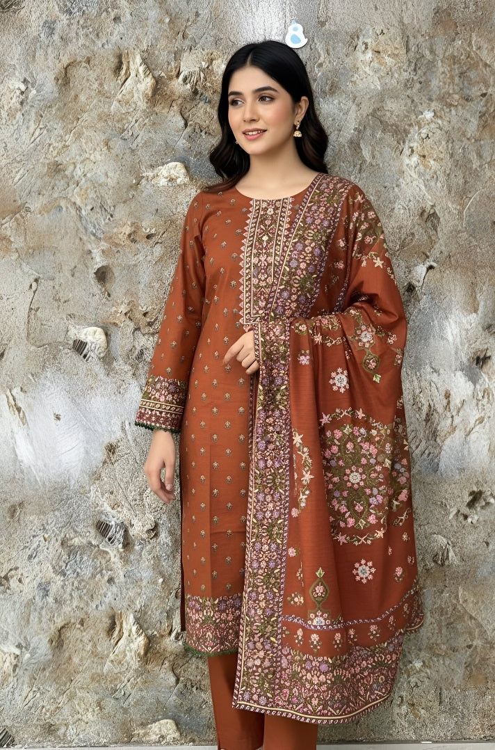 3 Piece Khaddar Dress