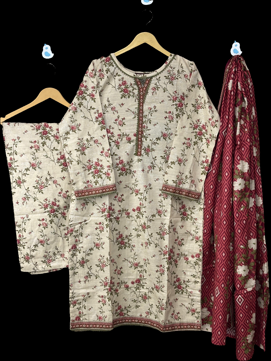 3PC Khaddar Dress